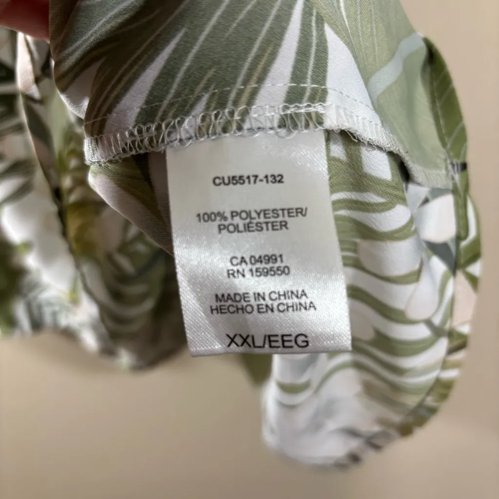 Hilary Radley Green Tropical V-Neck Short Sleeve Top Size XXL - Image 4