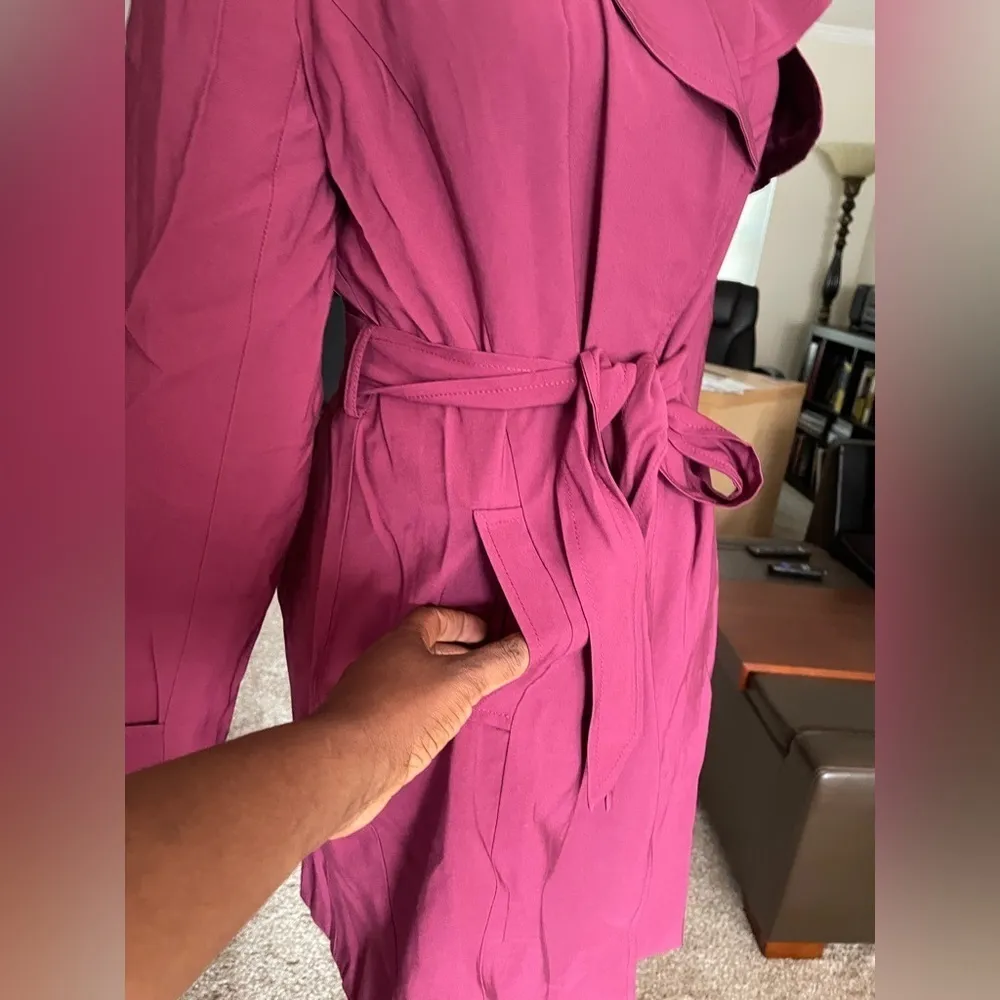 Banana Republic Outlet Plum Wine Waterfall Belted Trench Fall Coat, Size S NWT - Image 5