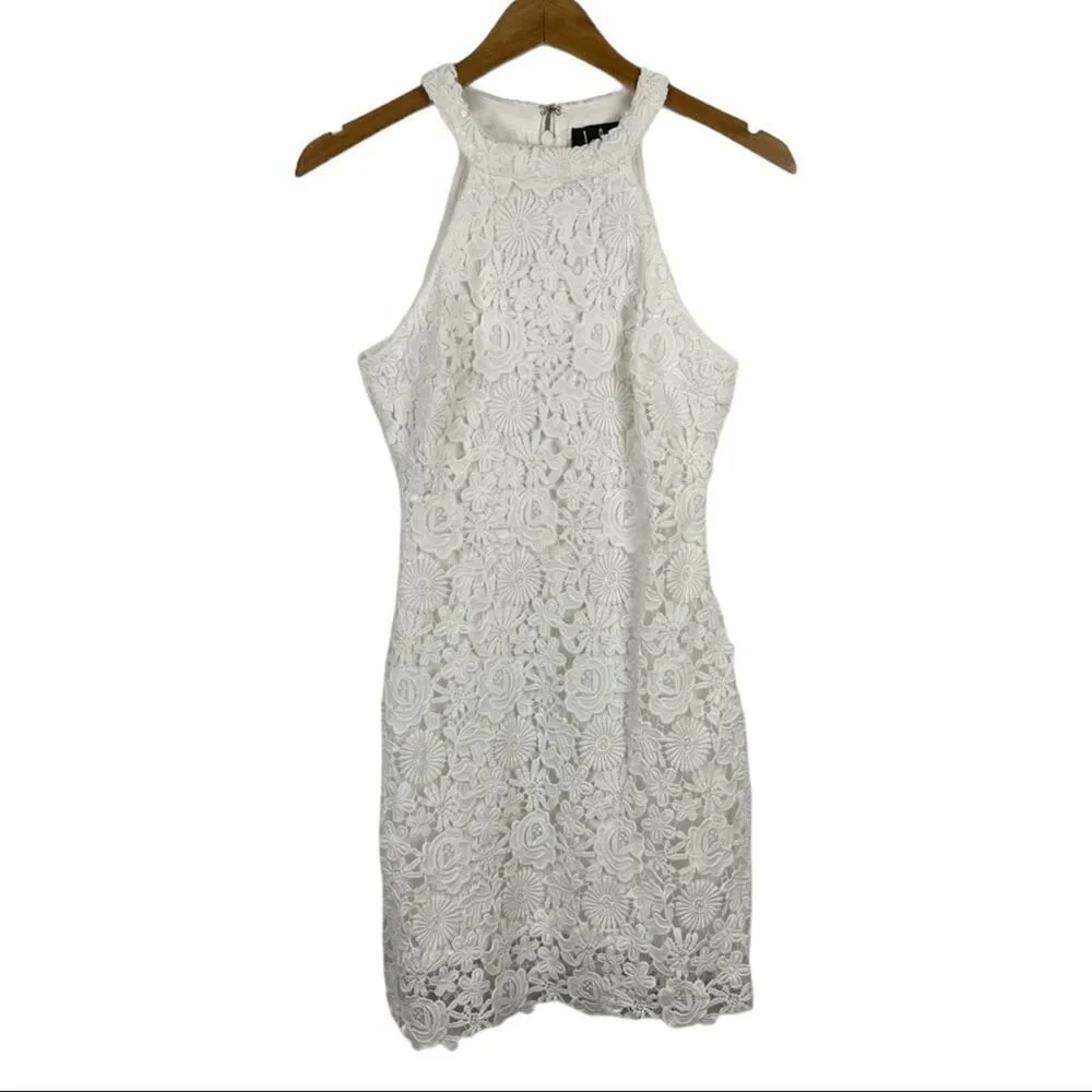 Lulus Love Poem Ivory Lace Mini Party Dress XS - Image 4