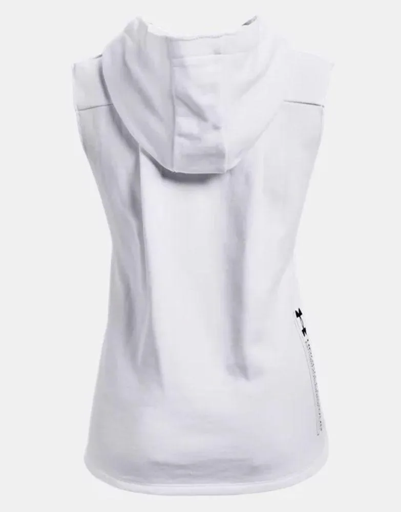 NWT Women's Under Armour UA Terry Sleeveless Hoodie White Medium - Image 5