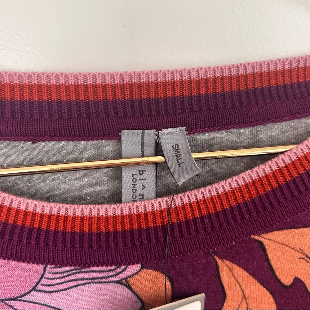 Anthropologie Bl^nk Contrast Eyelet Pullover Top Purple Motif  Floral mixed NWT - Image 10