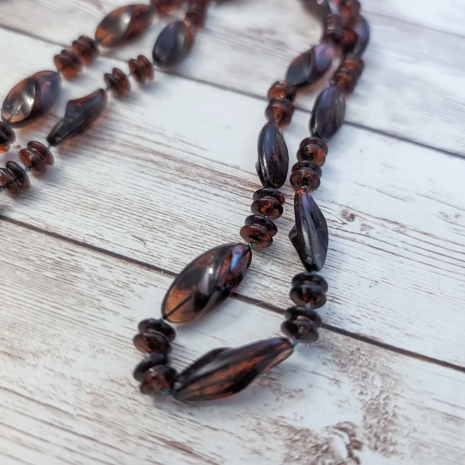Vintage Necklace Extra Long Brown - Image 7