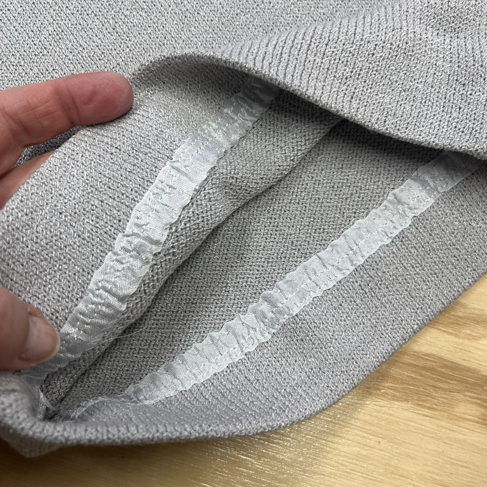 ST JOHN Santana Knit Wide Leg Pants Womens 10 Silver Gray Minimalist Luxury - Image 7