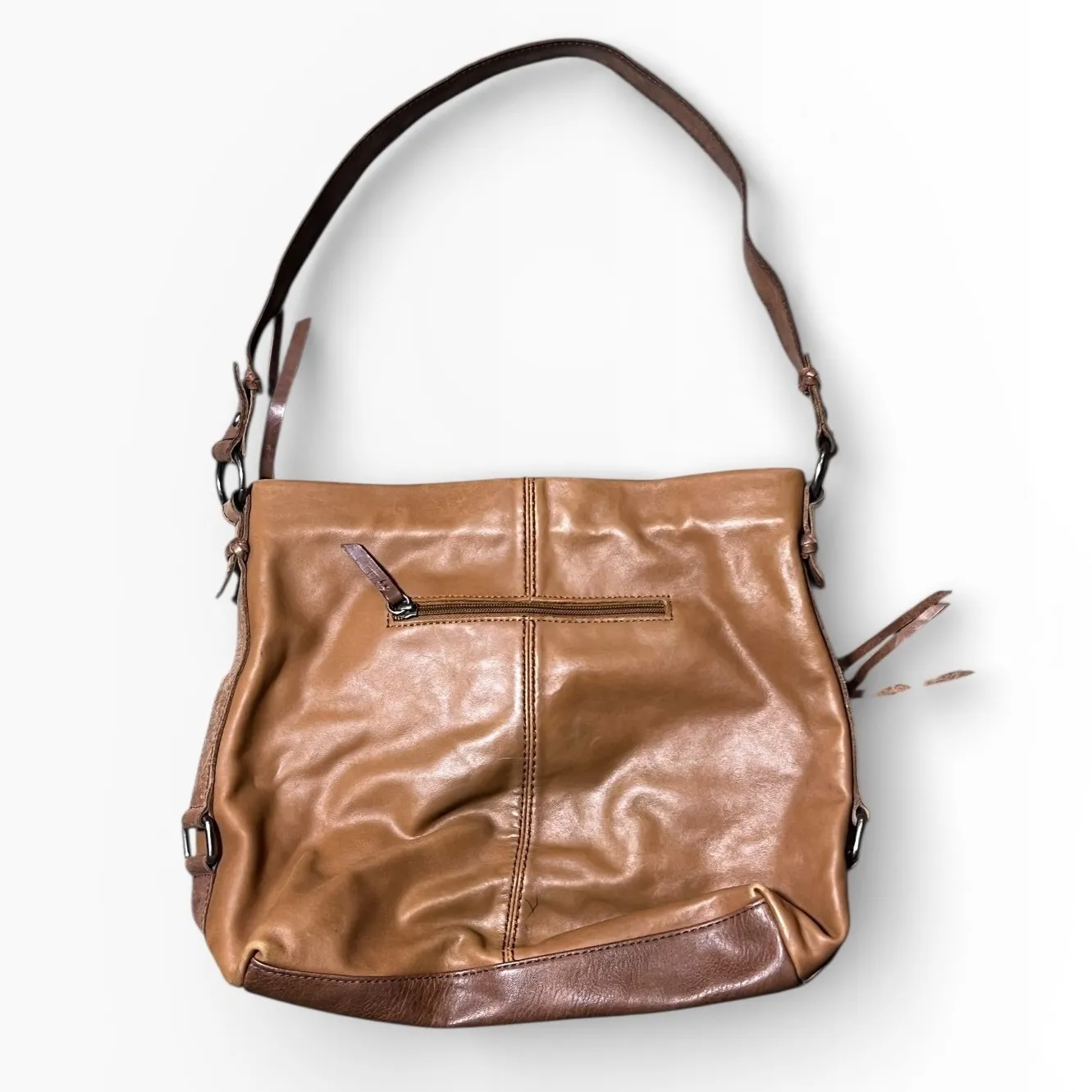 The SAK Ashland Cognac Tobacco Leather Hobo Shoulder Bucket Bag Crossbody Strap - Image 2