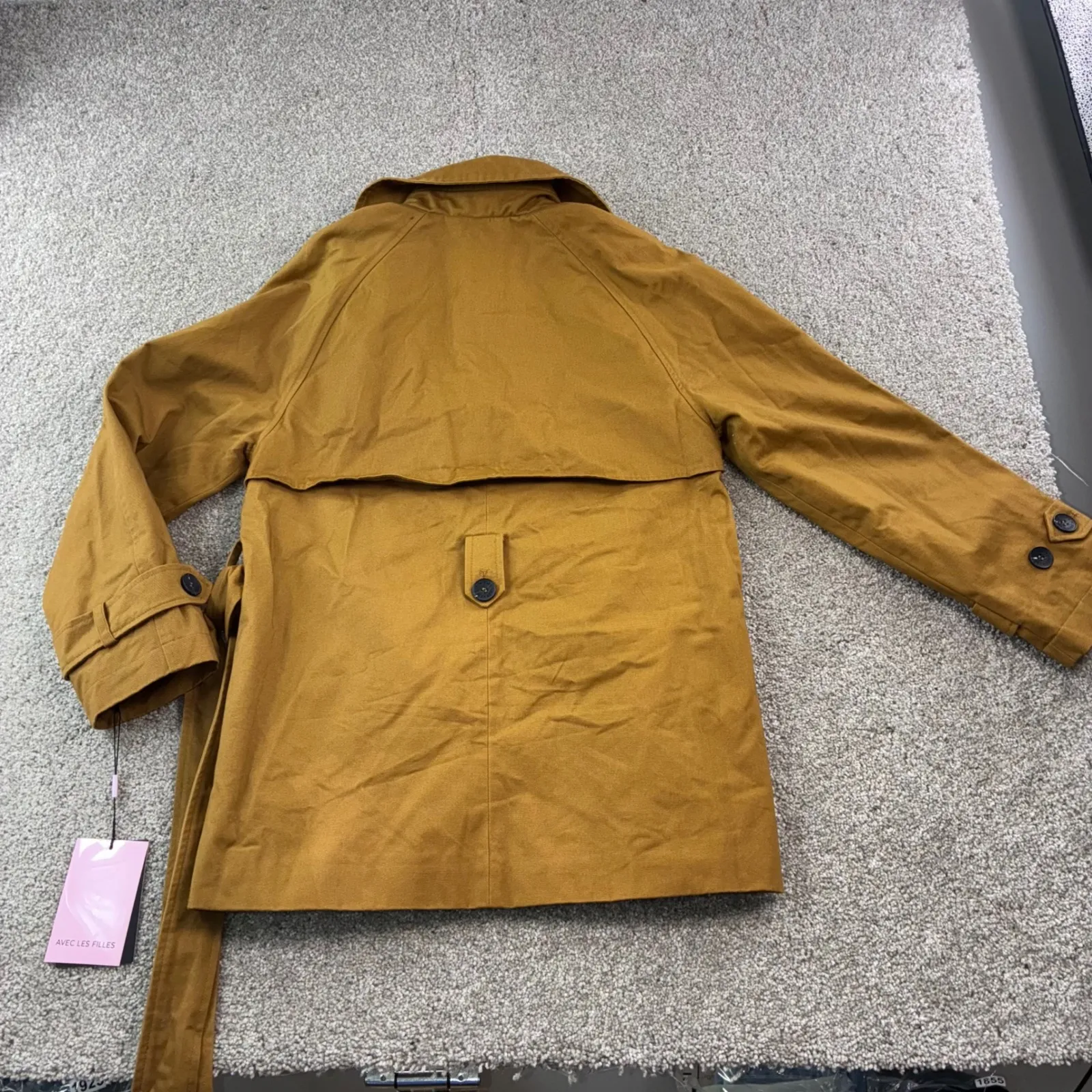 Avec Les Filles Women Small Mustard Yellow Double‎ Breasted Trench Coat Belted - Image 9