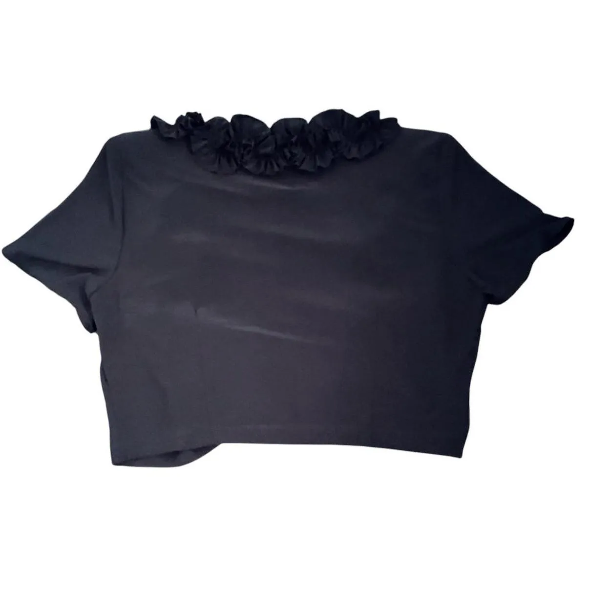 Danny Nicole Bolero Jacket Womens Black Open Front Ruffled Collar Short Sleeves - Image 5