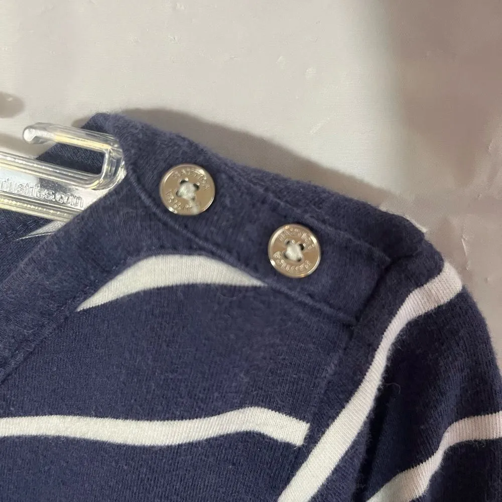 Nautica navy and white strip top SIZE MEDIUM BUTTON DETAIL - Image 5