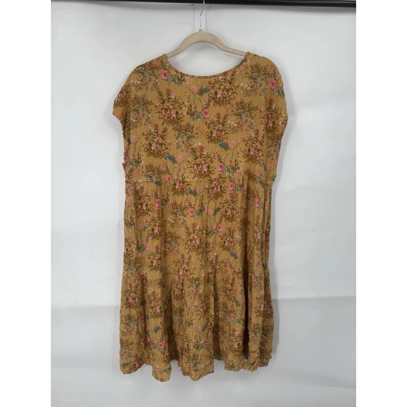 Wonderly Floral Peasant Cottage Tunic Women Petite L Yellow Ditsy Prairie Boho - Image 2
