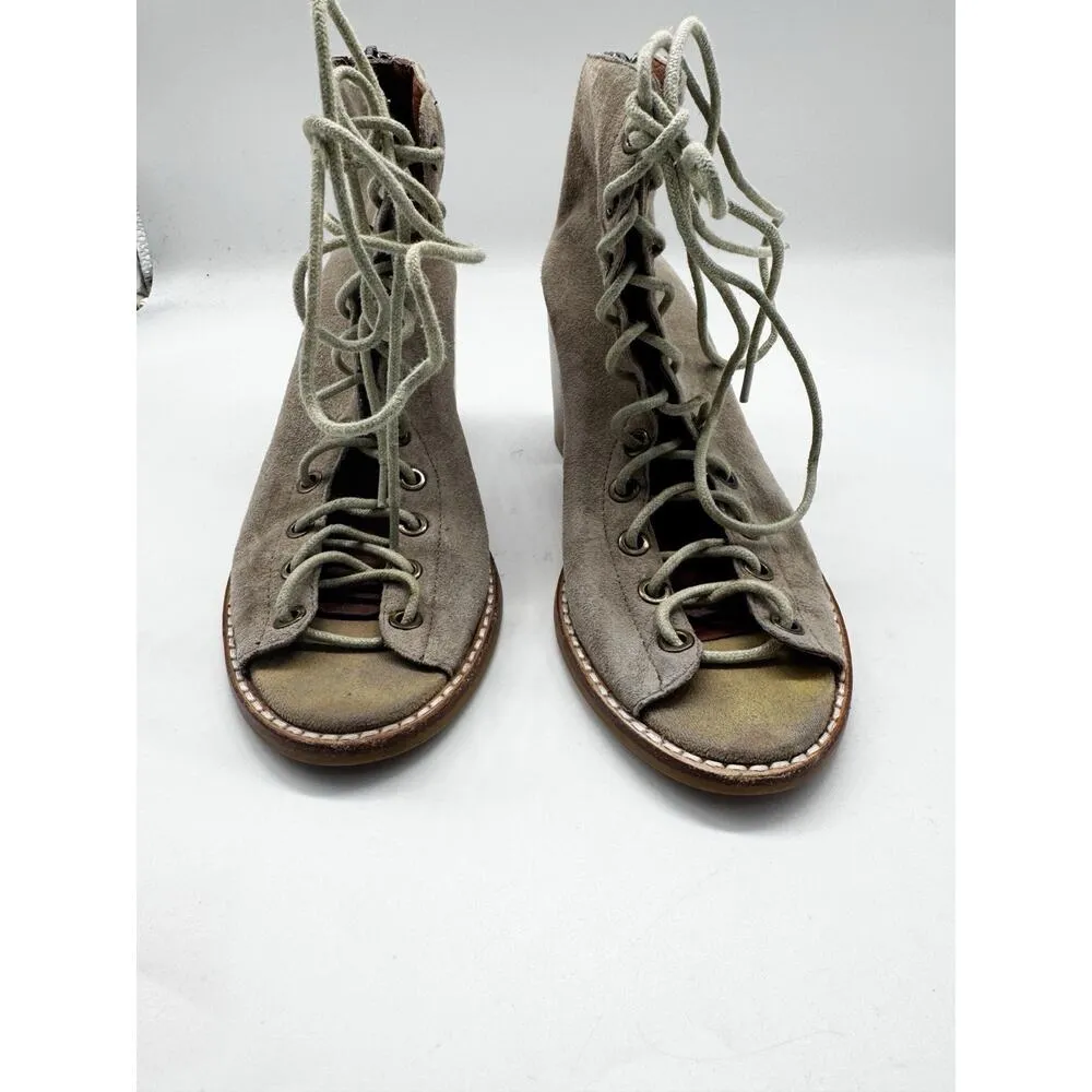 Jeffrey Campbell Light Brown Cors Suede Lace Up Sandals Block Heel Sz 7 Grunge - Image 3