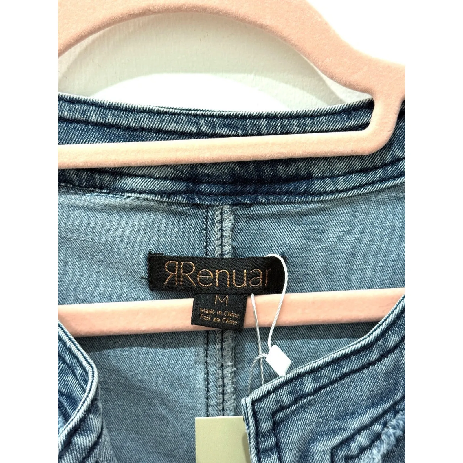 Renuar Silver Buttons Fringe Trim Pockets Denim Open Jacket Blue Women's Size M Size M - Image 3