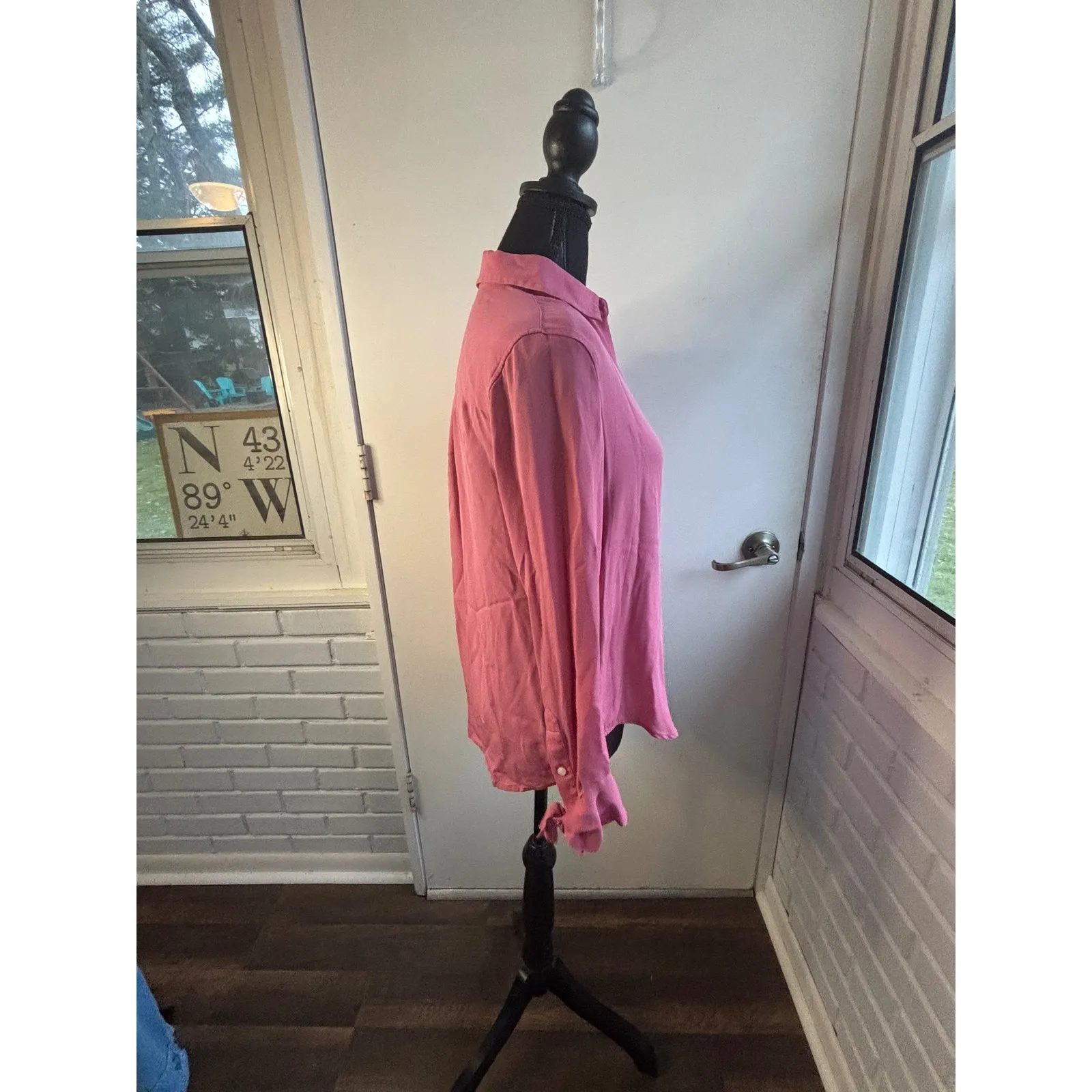 Theory 100% Silk Tie Cuff Blouse size p luxury layered workwear classic petite - Image 3