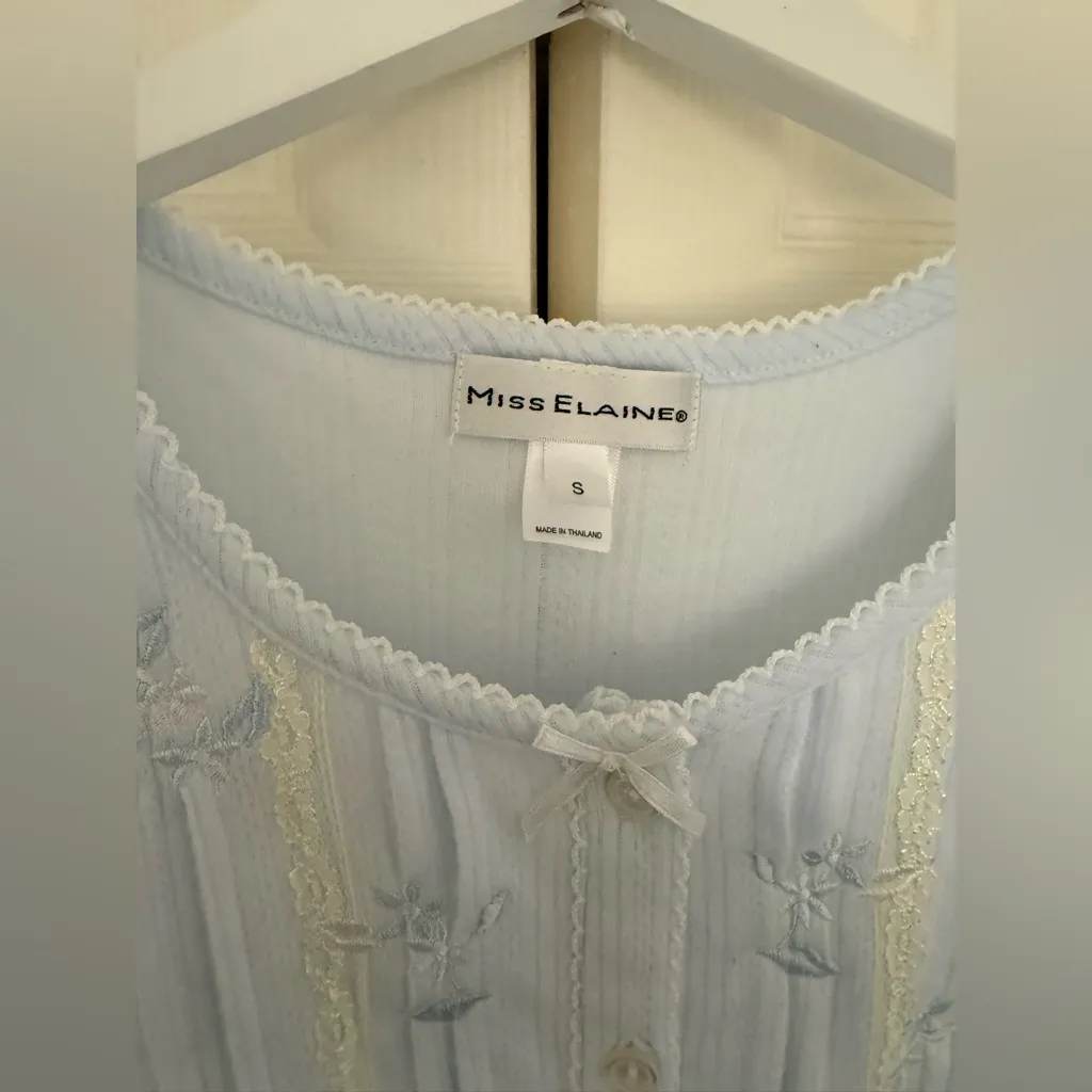NWT Miss Elaine Cuddleknit Long Sleeve Sleep Dress Nightgown Size Small Blue - Image 5