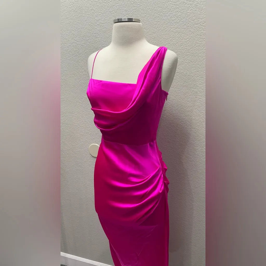 New! Amanda Uprichard x REVOLVE Ravello Silk‎ Gown in Hot Pink Sz Small $365 - Image 7