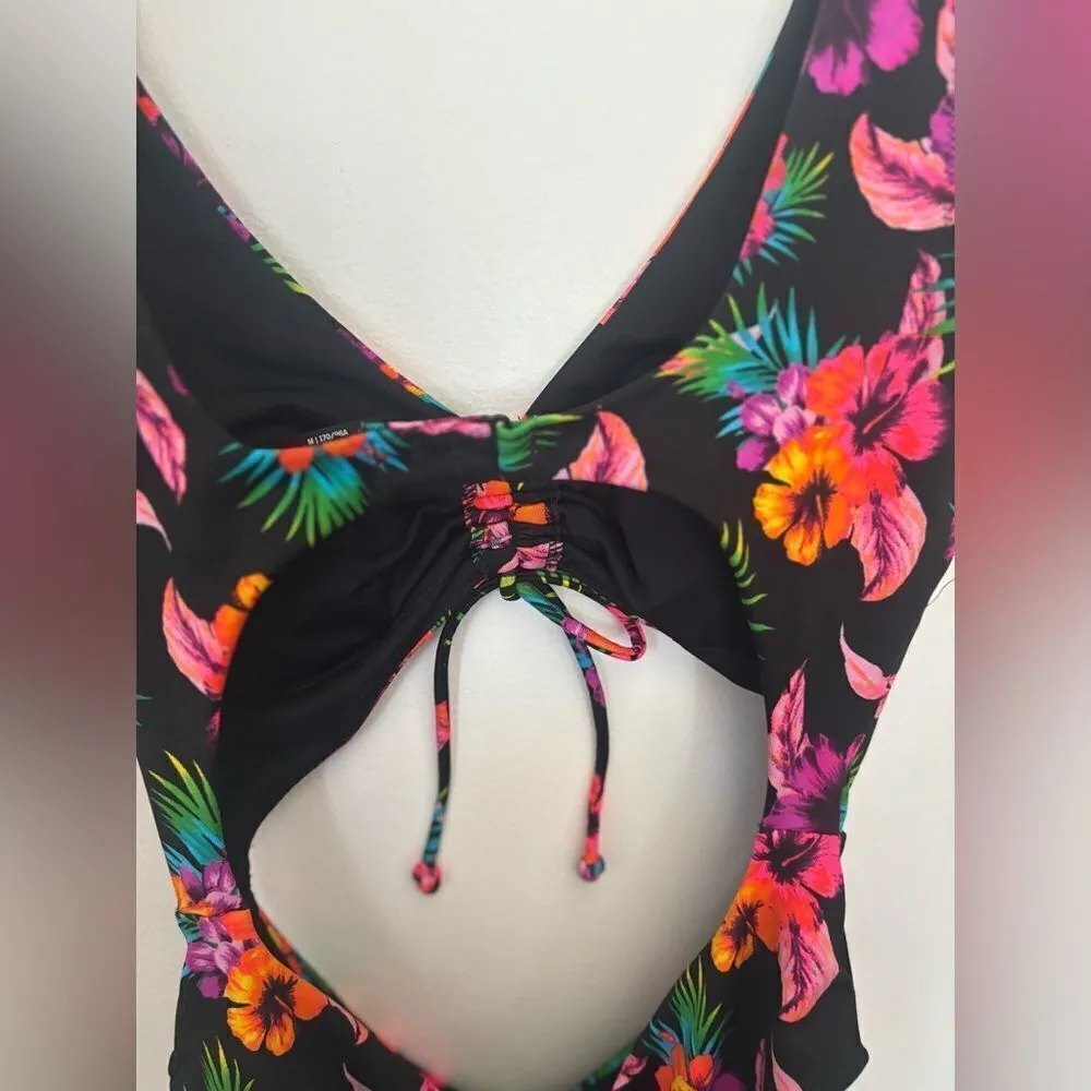 Victoria’s Secret PINK one piece cutout tropical print swimsuit size medium - Image 11