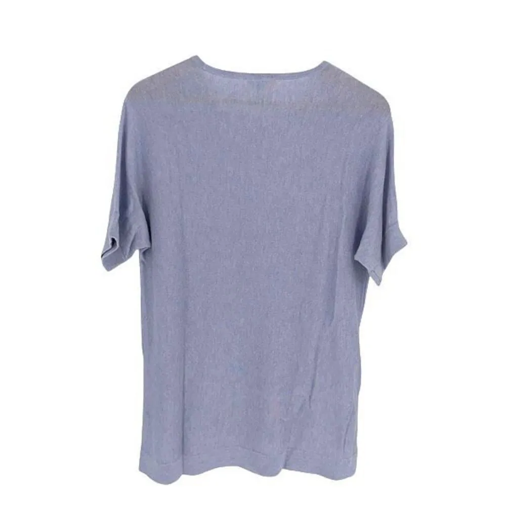 Eileen Fisher Womens Crew Neck Dolman Short Sleeve Tunic Knit Top Lavender Mediu - Image 4