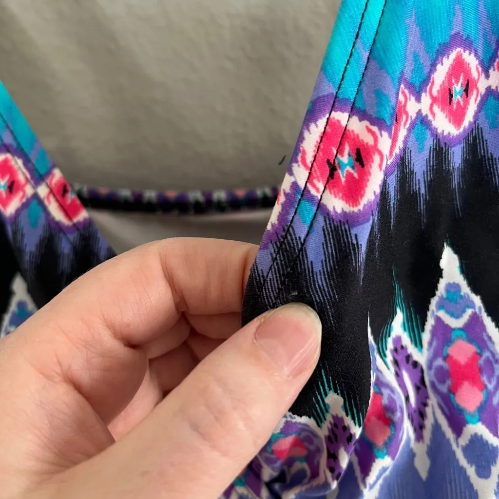 La Blanca Womens 22 Blue Purple Geometric One Piece Swim Suit Dress - Image 10