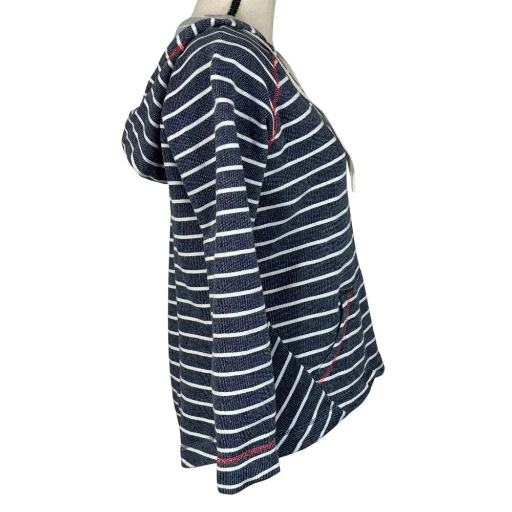 Columbia Small PFG Pullover Top Hooded Striped Stretch Long Sleeve Pocket V-Neck - Image 3