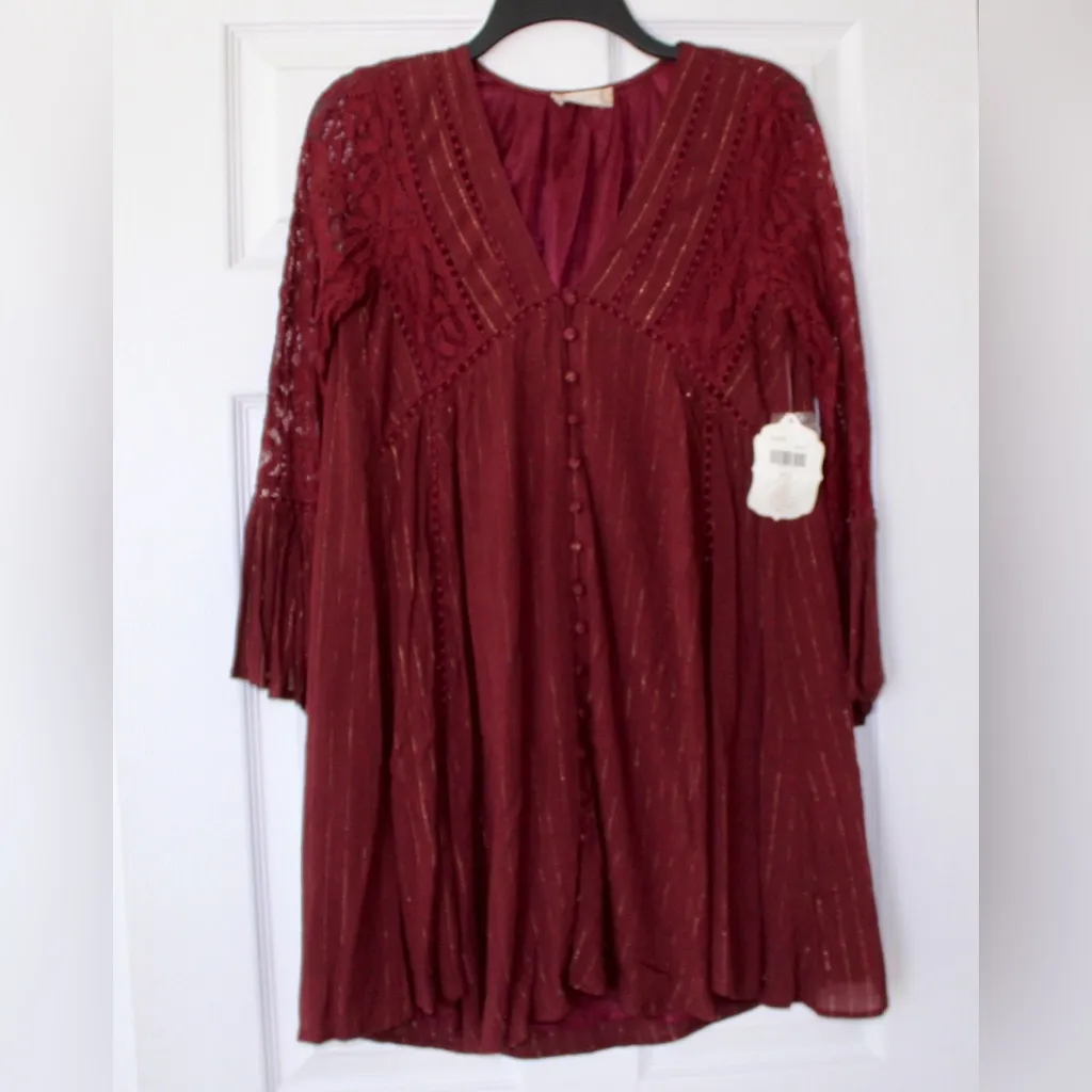 Altar'd State Burgundy Long Sleeve Dress - Image 5