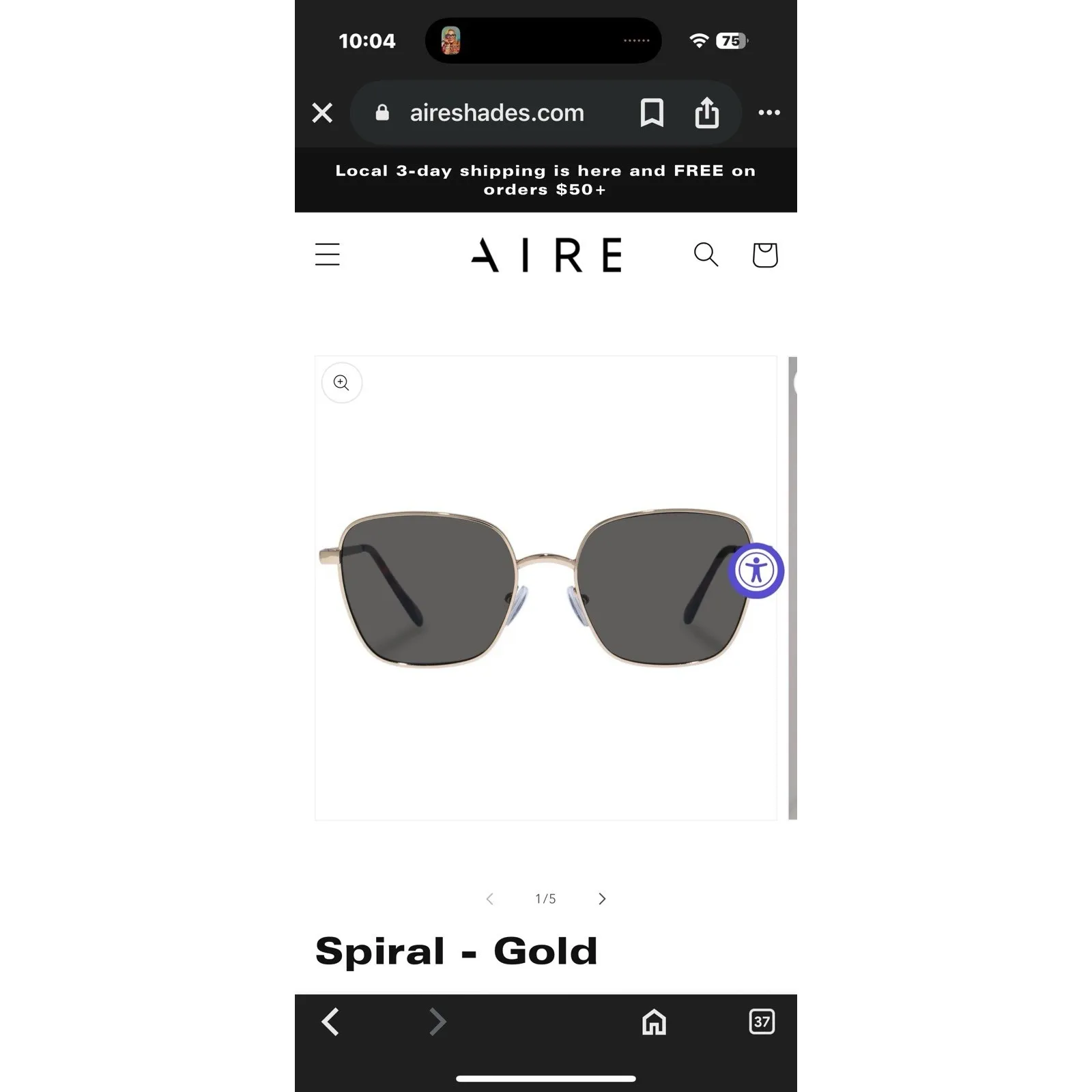 aire sunglasses‎ Gold - Image 2