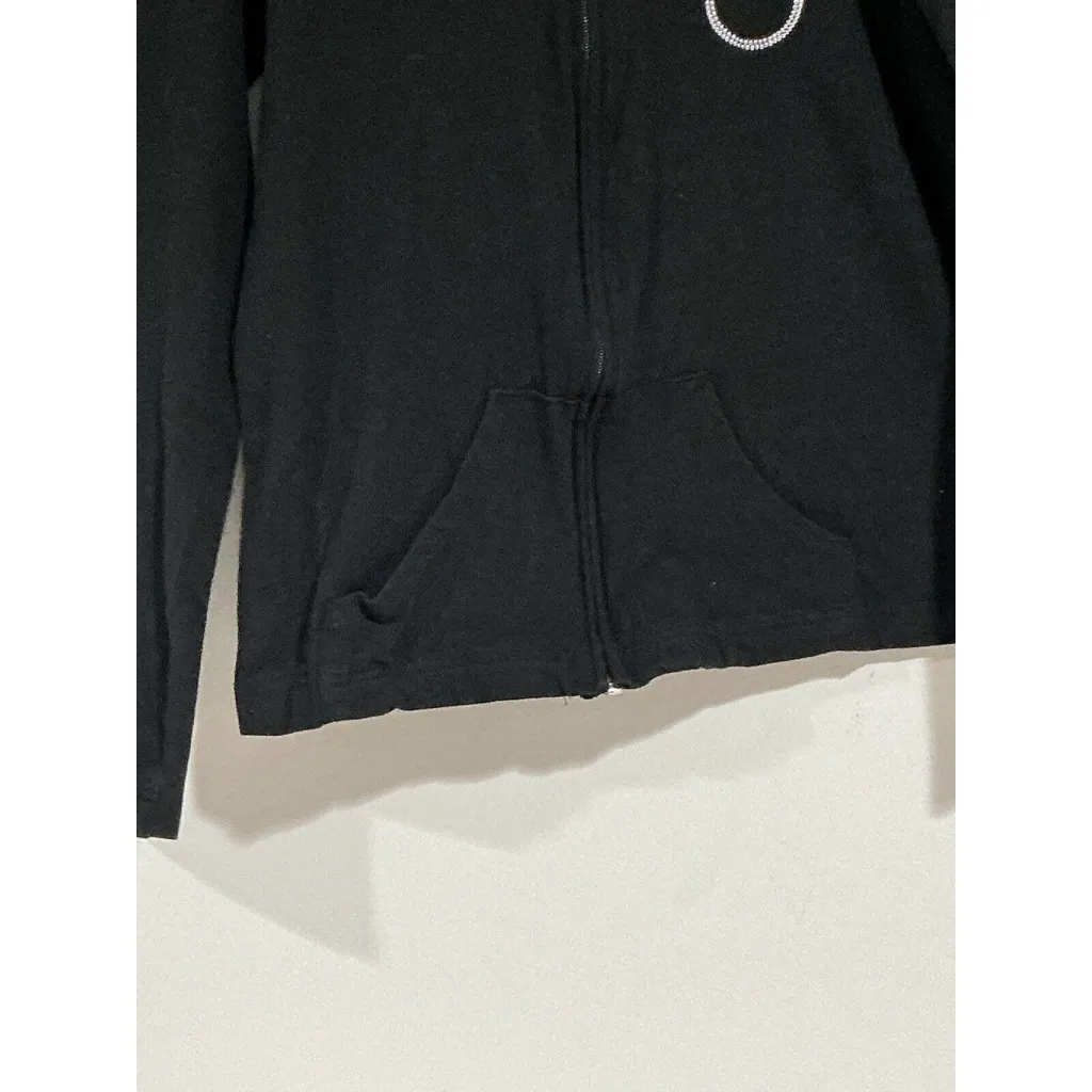 Woman’s In Your Face Apparel Black Medium zip Up Hoodie Rhinestone Bride - Image 2