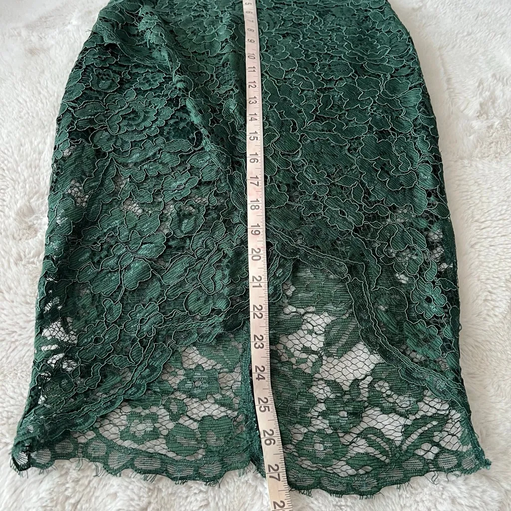 Women's Showpo Dark Green Lace High Low Skirt US 4 - Image 4