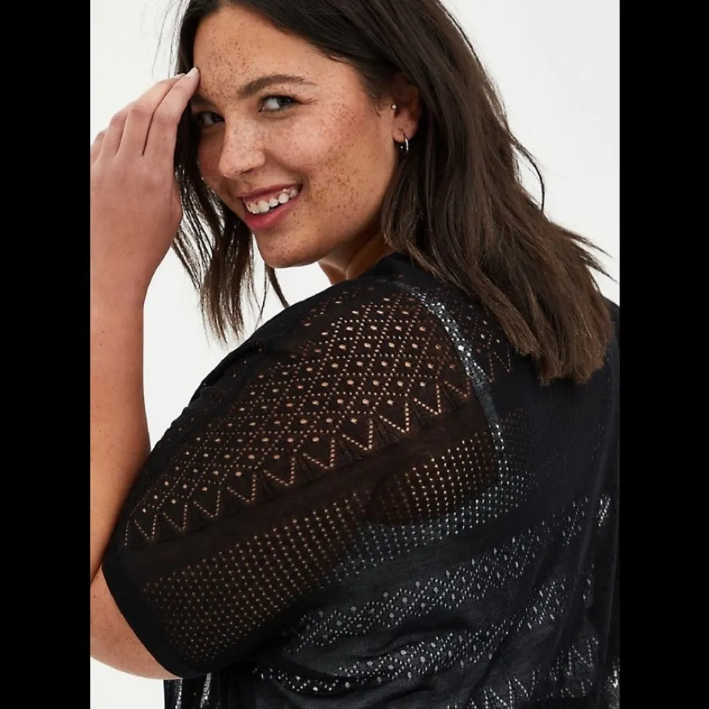 Torrid NWT  BLACK STRIPE DOLMAN DUSTER COVER UP - Image 2