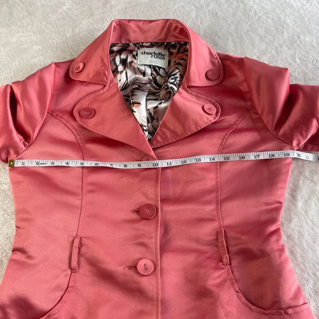 Charlotte Russe Coat Jacket Womens Size M Coral‎ Button Up Long Sleeve Pockets - Image 5
