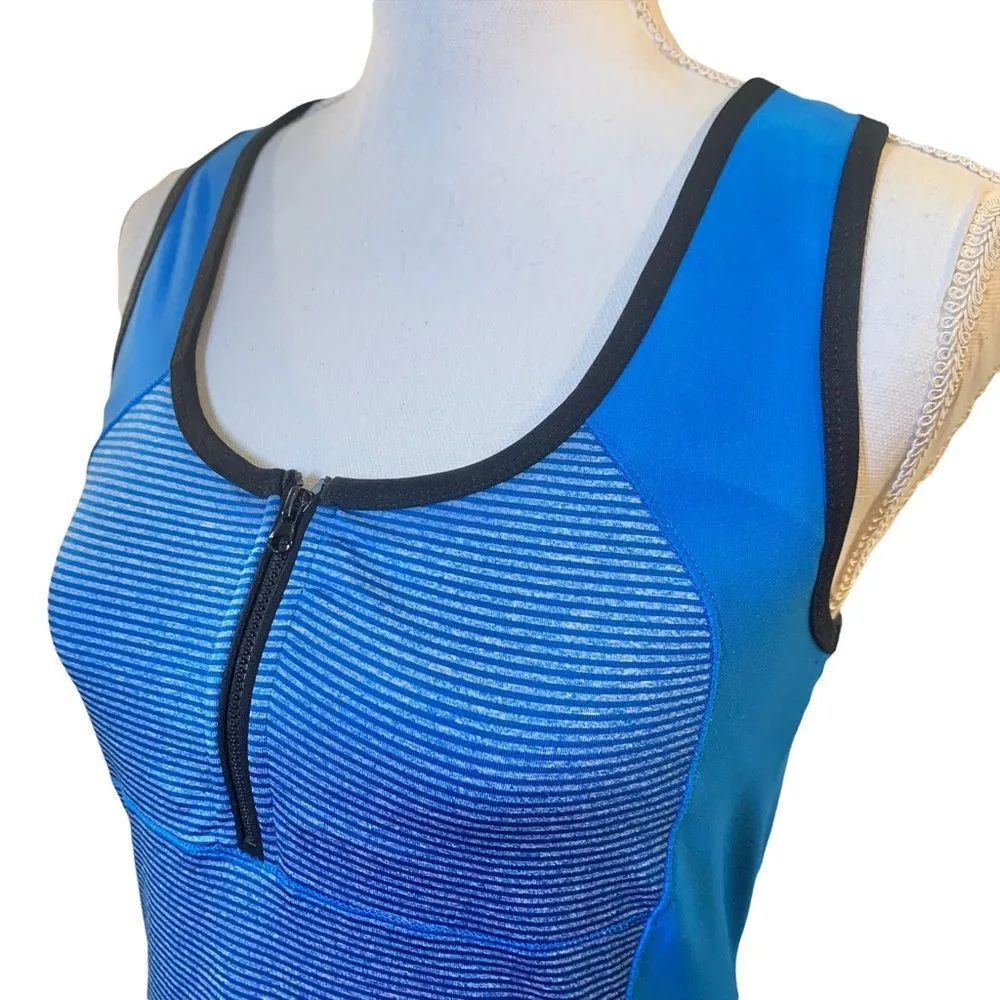 Women’s 𝅺RBX blue stripe zipper front athletic tank Size M - Image 2