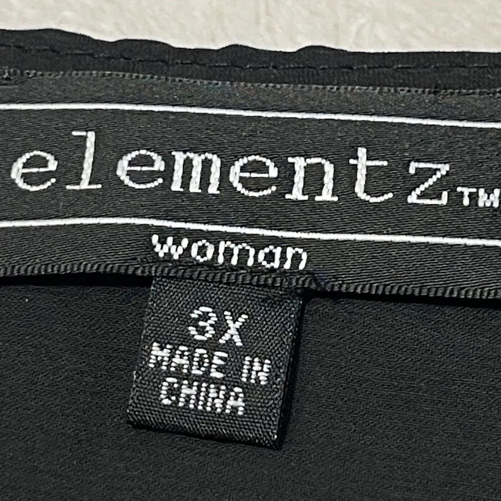 Elementz Embellished Blouse Womens 3X Black Embellished Neckline Cold Shoulder‎ - Image 4