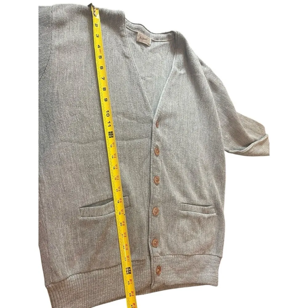 John Wannamaker Gray Cardigan Boyfriend Gray Sweater Pink Button Bishop Sleeve L Size L - Image 9