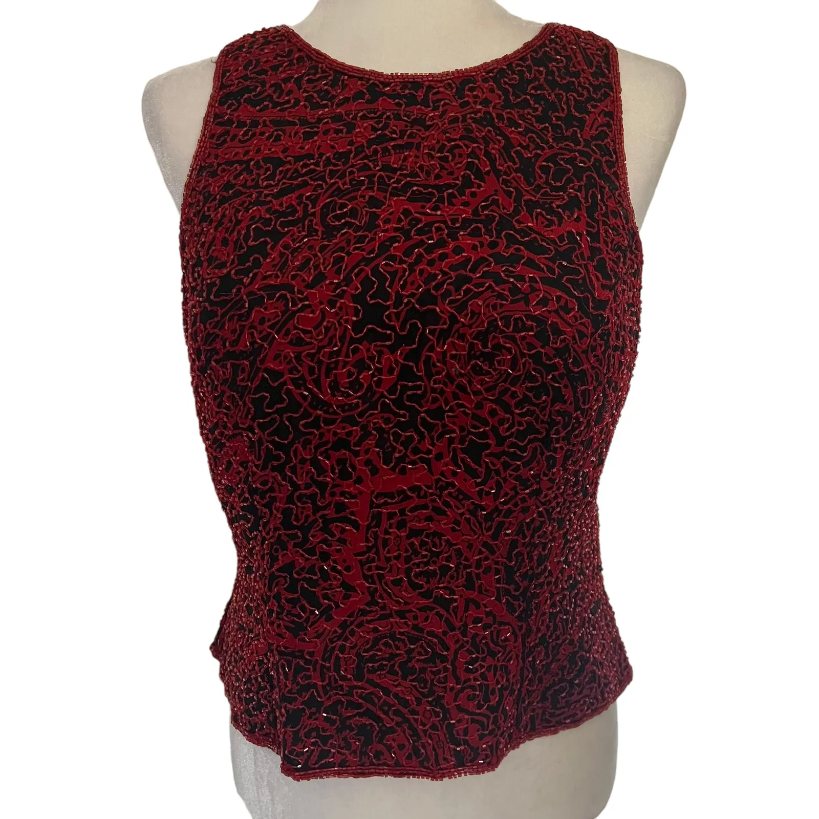 Vintage Y2K Andretta Donatello Silk Beaded Top Sz L Red Whimsigoth Party Indie Size L - Image 12