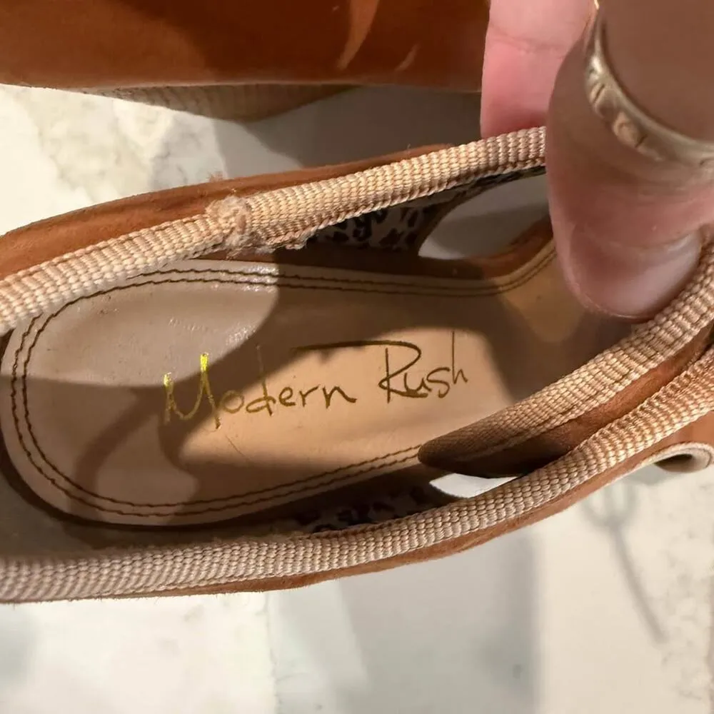 Modern Rush Senja Faux Suede Platform Laceup Wedge Heel Womens7.5 Tan Sandal y2k Size 7.5 - Image 7