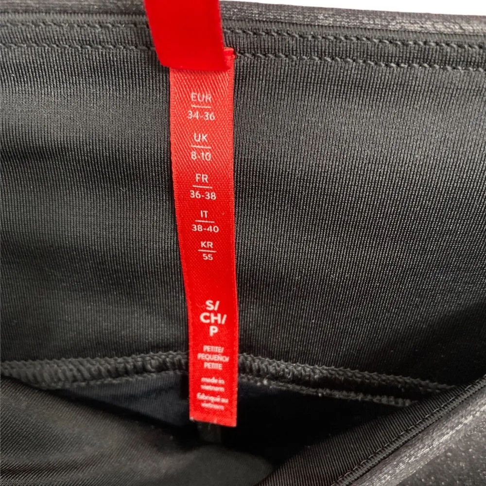 Women’s Leggings Small Black Faux Leather Moto Tummy Control Oil Shiny - Image 8