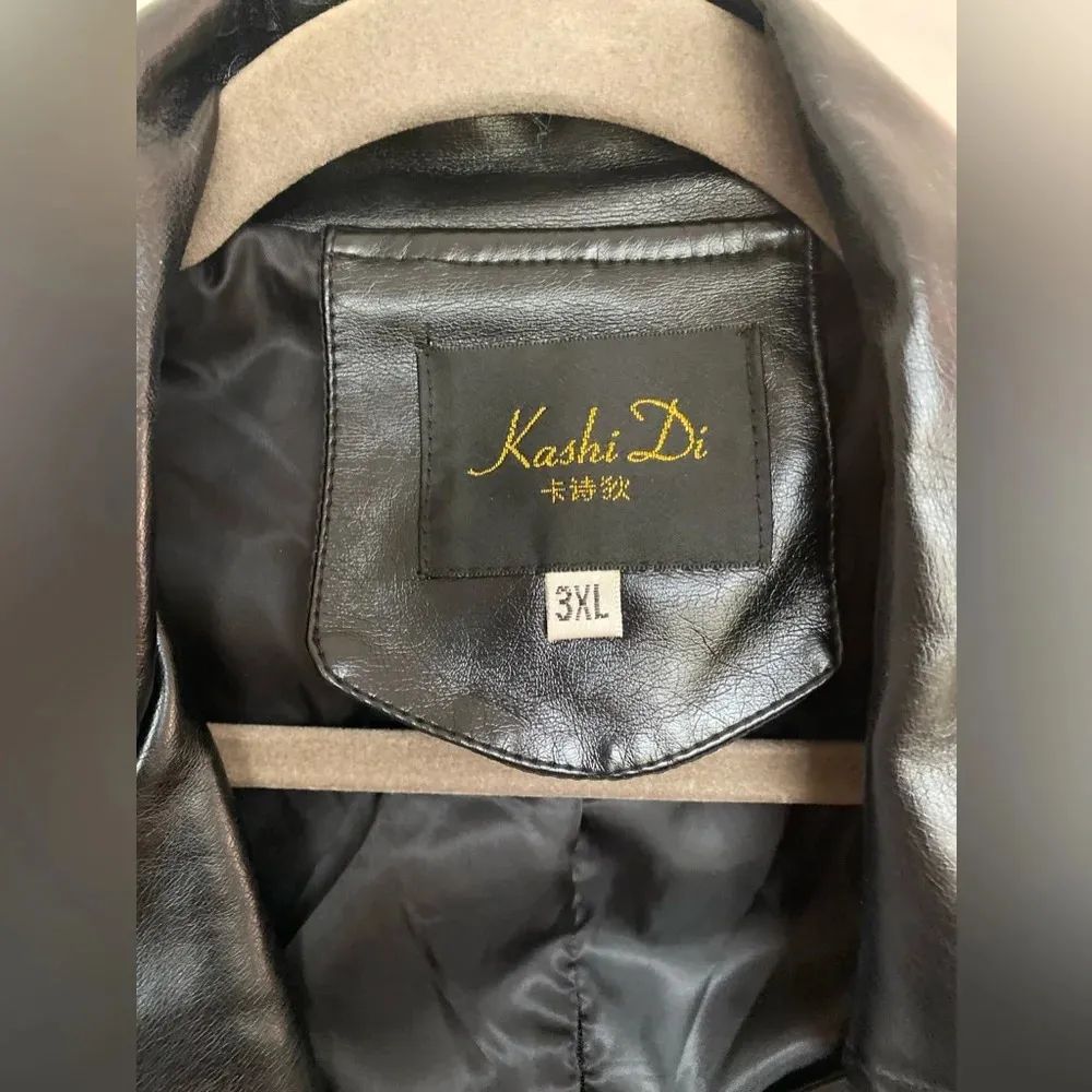 Classic Black Faux Leather Moto Jacket Edgy Streetwear Rocker Downtown Grunge - Image 9