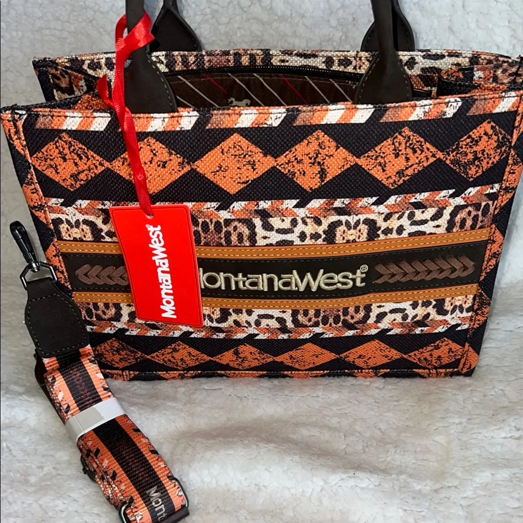 Montana‎ West Orange and Black Southwest Tote Bag - Image 14