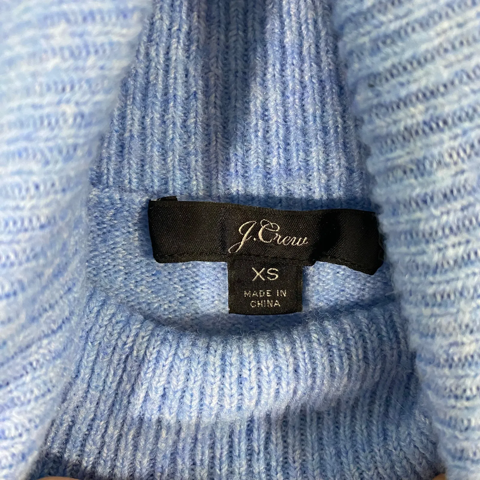 J Crew Women Periwinkle Blue Wool Alpaca Blend Turtleneck Pullover Sweater Sz XS - Image 4