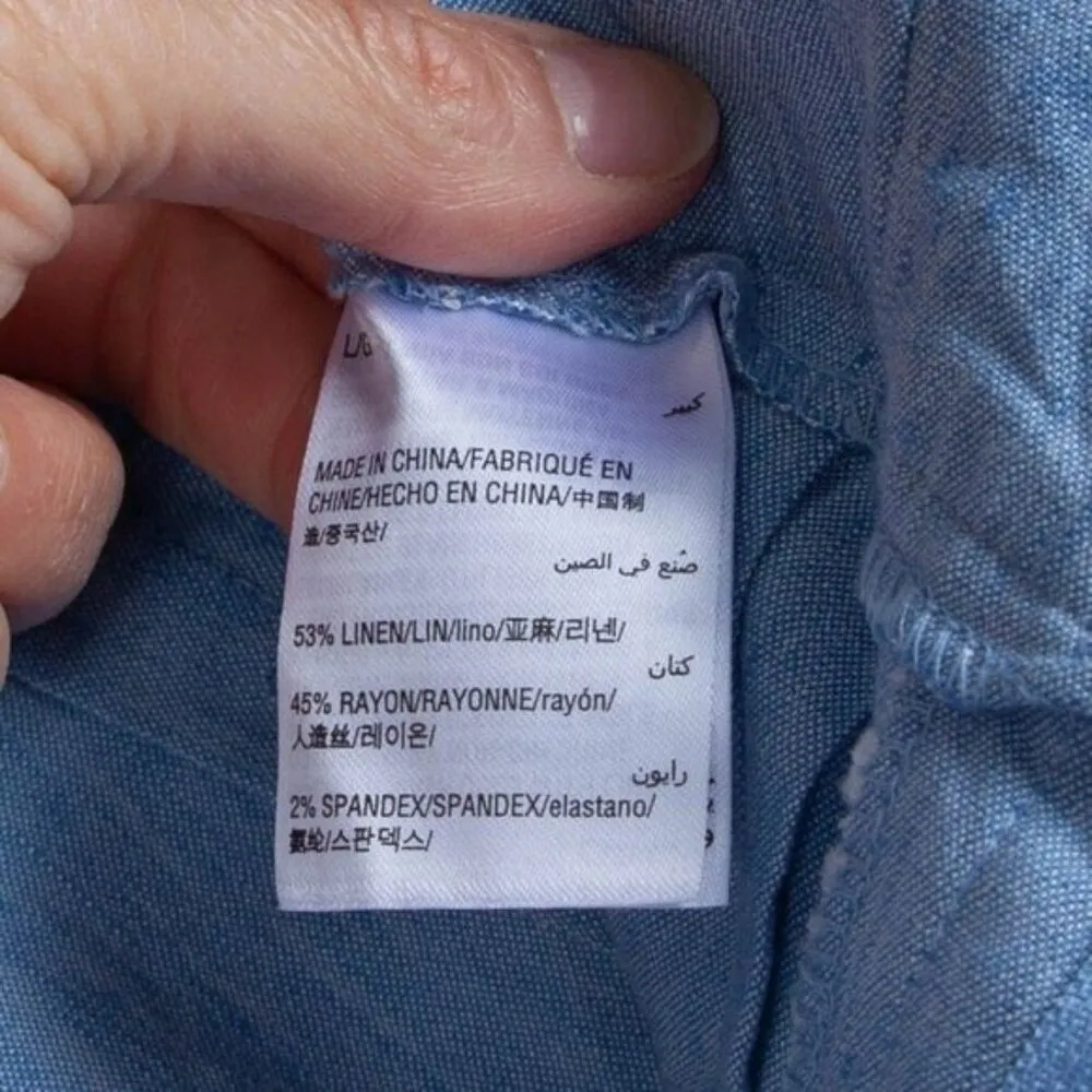 NWT INC International Concepts Womens Linen Blend Paper Bag Shorts Size L Casual Blue Size L - Image 6