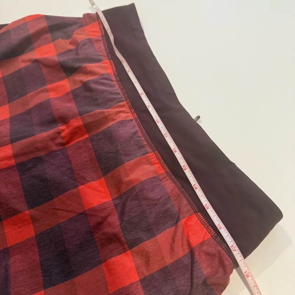 LULULEMON RUN PACE SKORT/SKIRT YAMA CHECK HEATHER FLAMING TOMATO BORDEAUX SZ 10 - Image 16