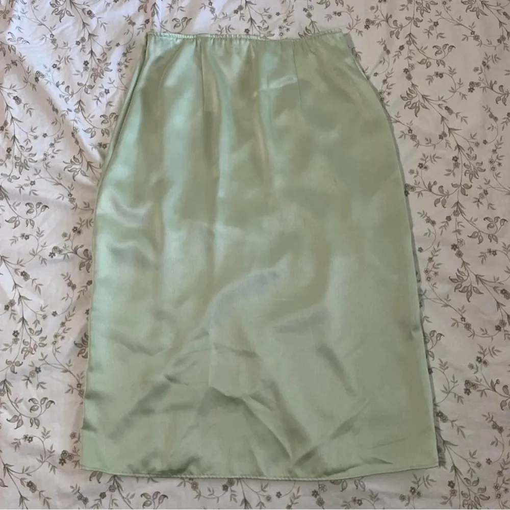 Mint Satin Midi Skirt - Image 2