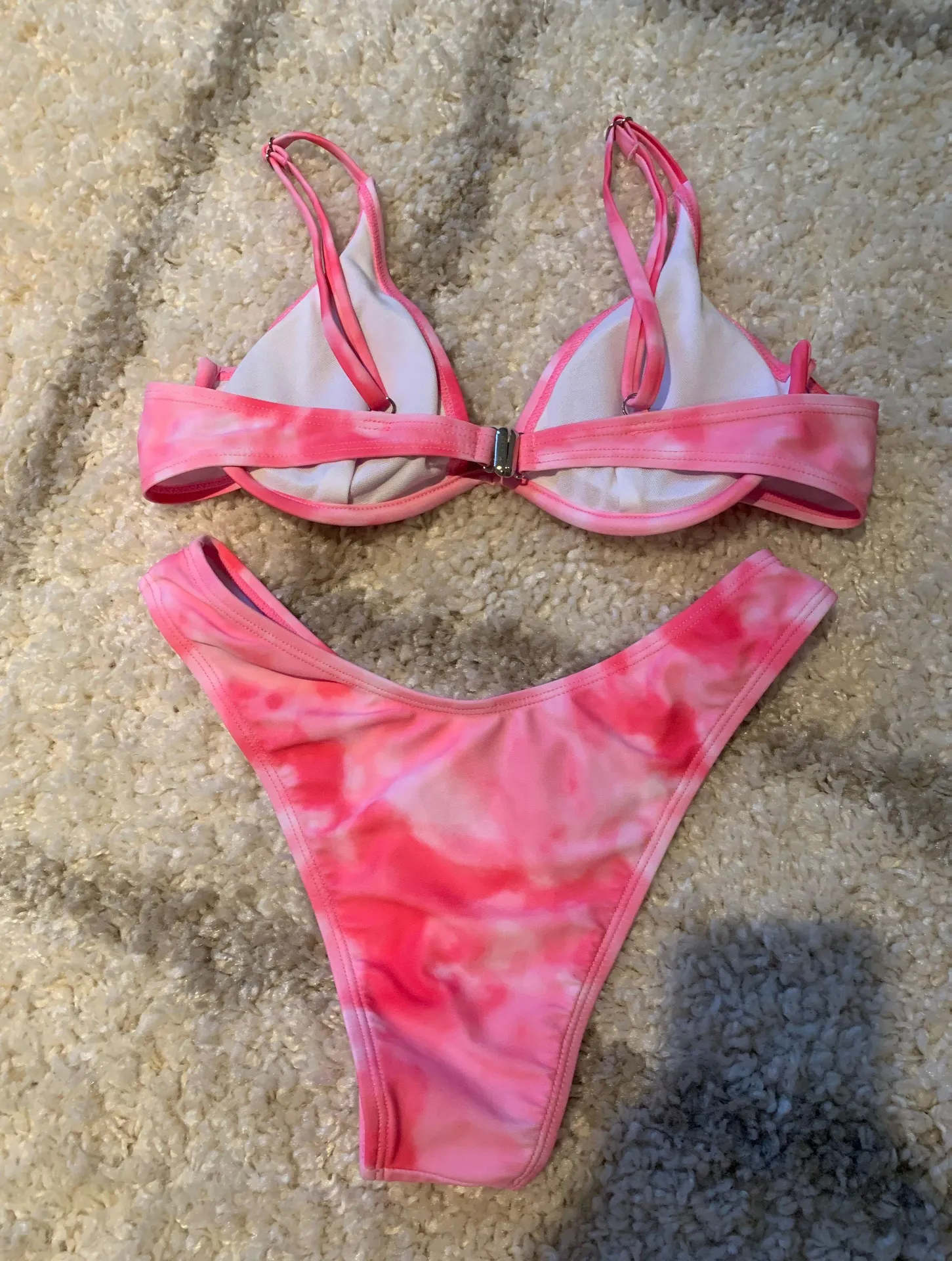 SheIn Pink Tie Dye Underwire Swimsuit - Image 4