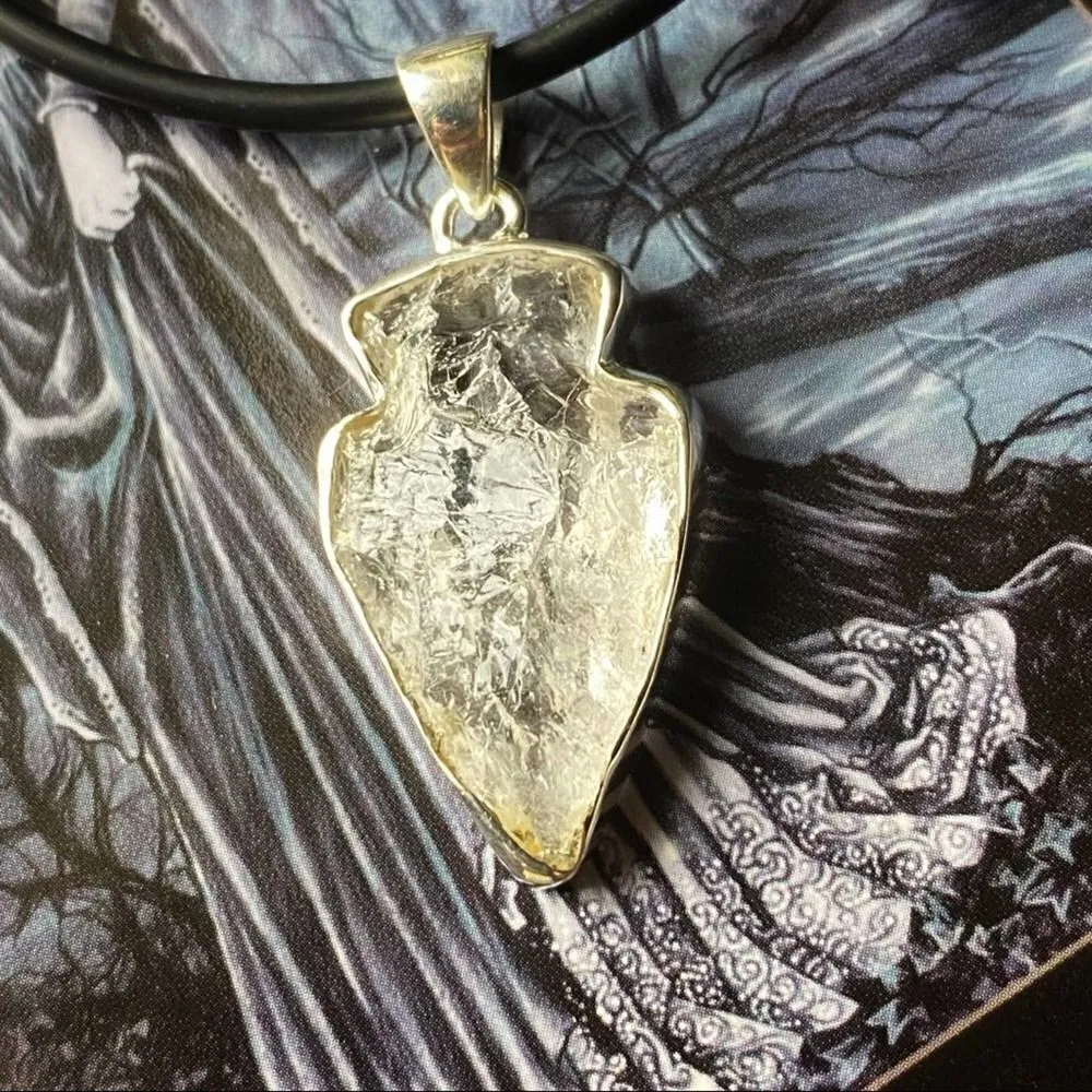 Fire & Ice Clear Quartz Arrowhead Necklace White - Image 6