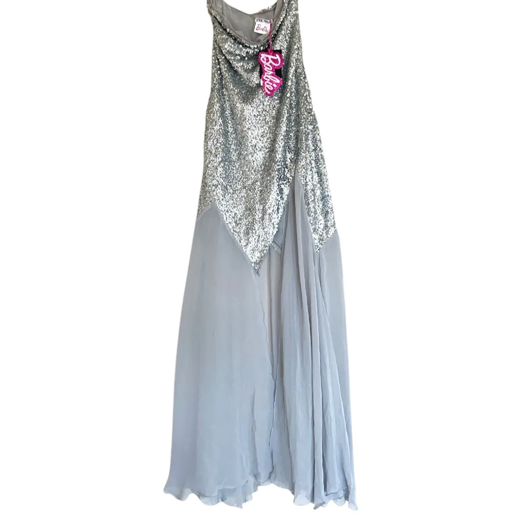NWT $169 ZARA SILVER SEQUINNED BARBIE LONG DRESS LIMITED EDITION 9002/834 - Image 8