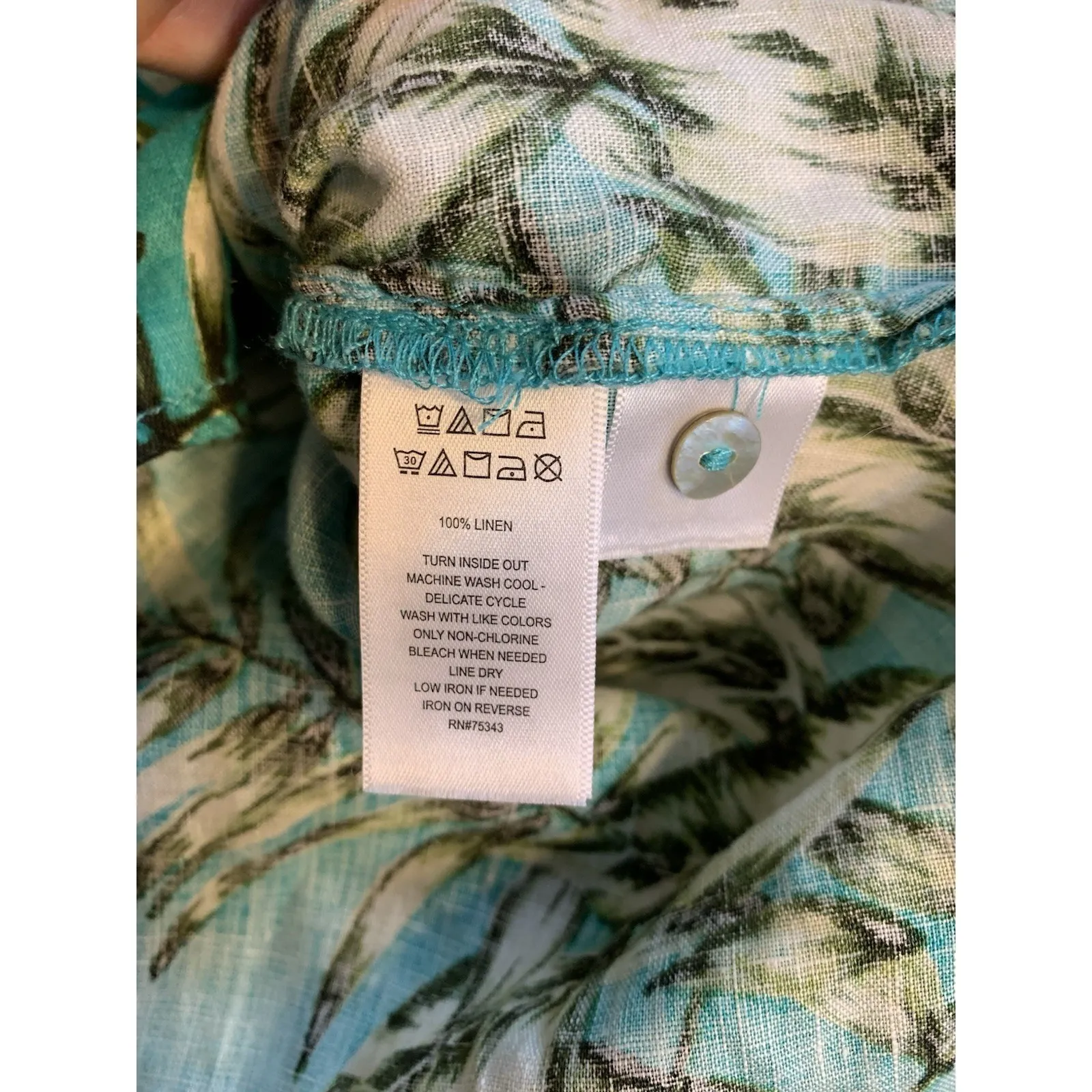 C‎ & C California Linen Tropical Shirt Roll Tab Sleeves Womens Small Vacation - Image 6