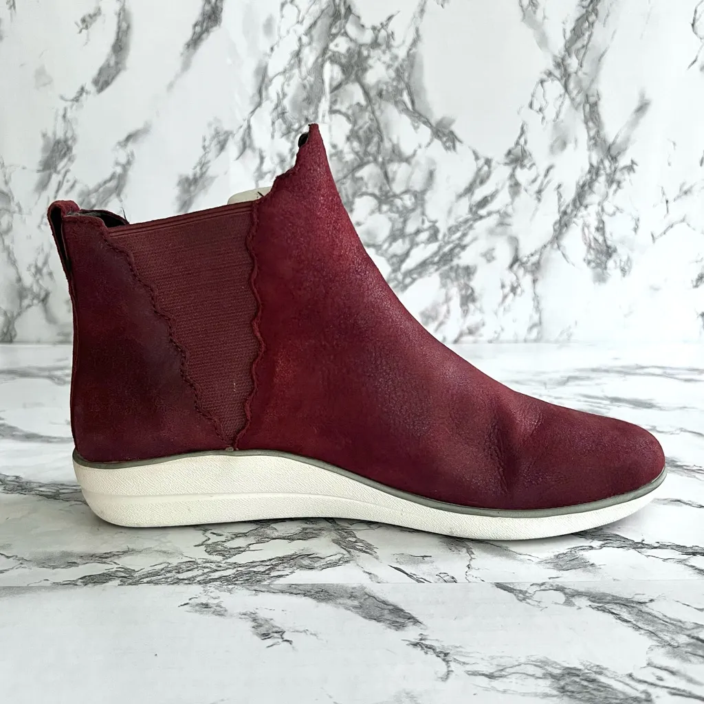 Aetrex Alanna Booties Ankle Burgundy Cushion Leather EU 38 Casual Pullon Foam - Image 7