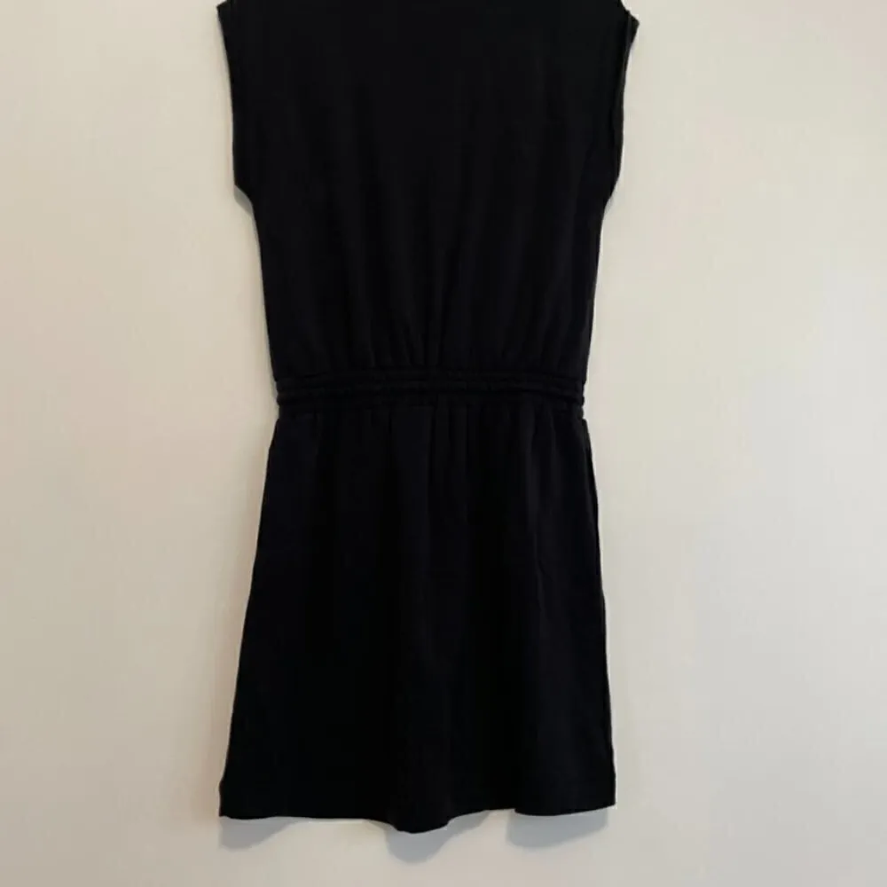 ANN TAYLOR LOFT Outlet Solid Black Cuffed Short Sleeve Drawstring Waist Dress XS - Image 13