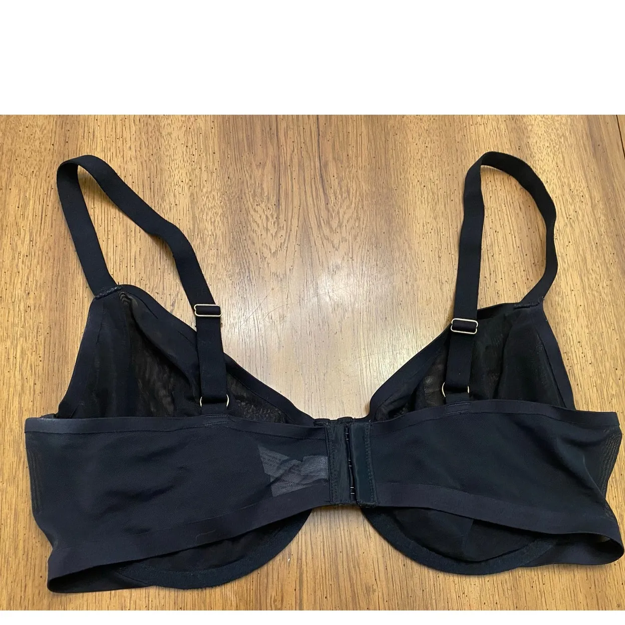 Auden Black Mesh Underwire Bra 38DD Unlined Demi Coverage Adjustable Strap Sheer Size undefined - Image 3