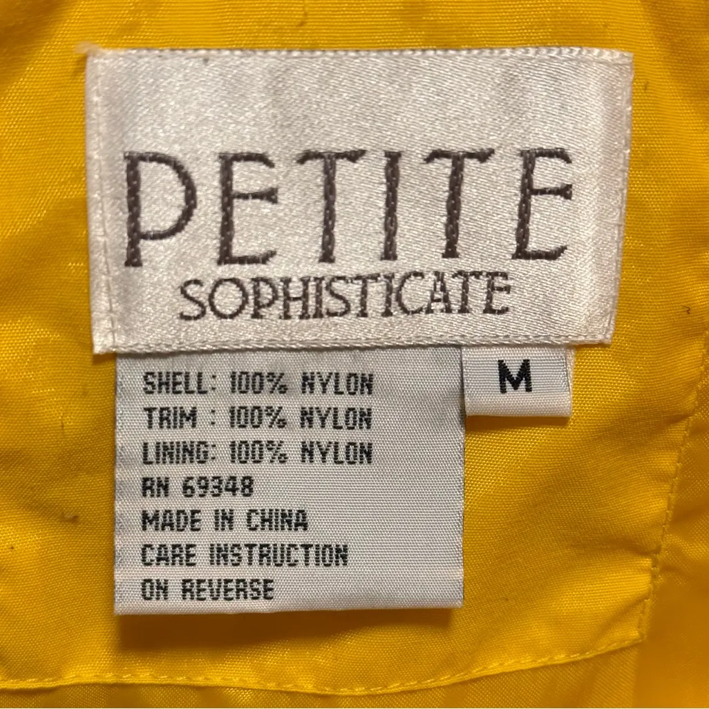Petite Sophisticate Full Zip Windbreaker Goldenrod Yellow & Black Size Medium - Image 6