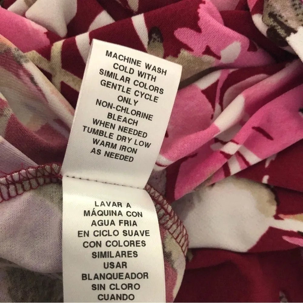 MAGGY LONDON POLY DRESS SHORT SLEEVE PINK FLORAL 14W - Image 10