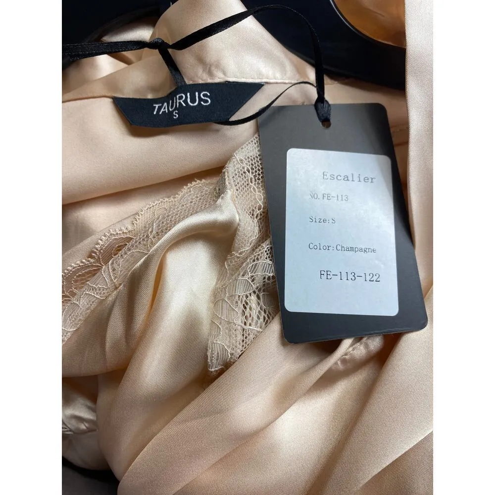 Brand New Taurus Women's Small Champagne Beige Nightgown Slip Dress Robe - Image 8