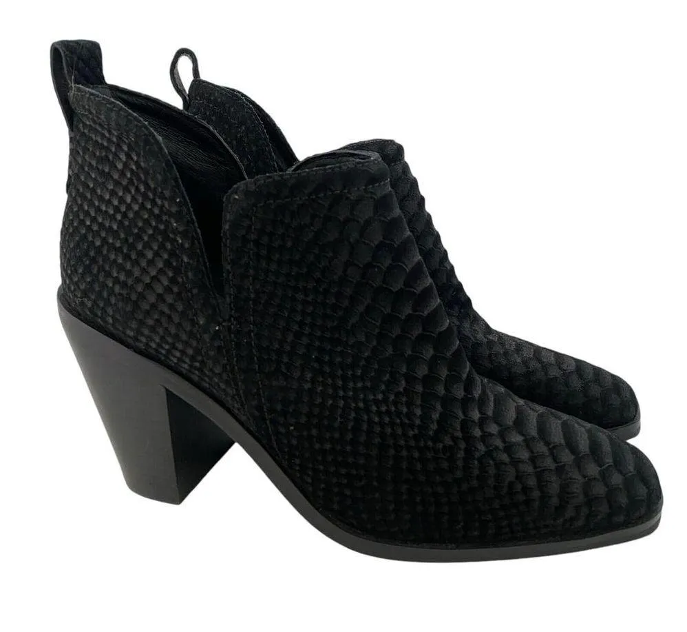 JEFFREY CAMPBELL Rosee Bootie Black Suede Leather Stacked Heel Bootie Women's 10 - Image 2